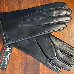 Fownes very soft black leather lined gloves. Womens Size MEDIUM Brand New NWT